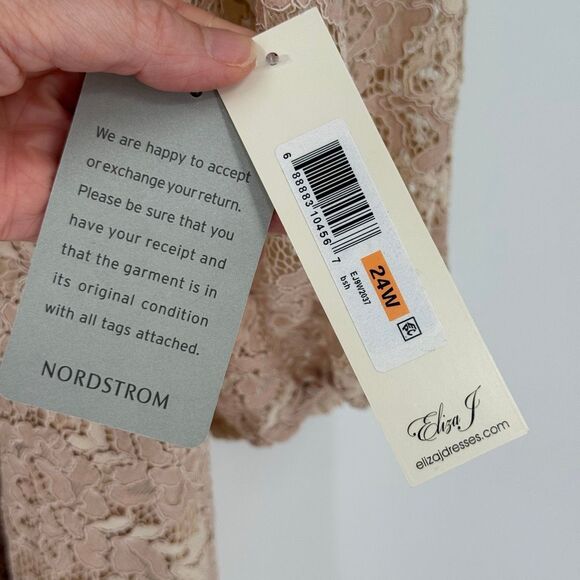 Eliza J‎ Bateau Neck Lace Fit & Flare Knee Length Dress Pink Plus Women 24W - Picture 8 of 11